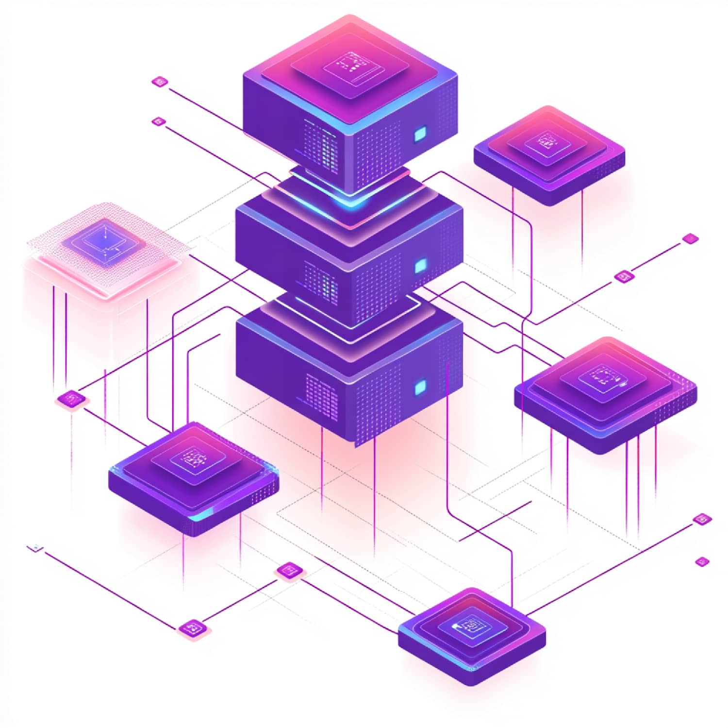 A stylized stack of building blocks representing software architecture