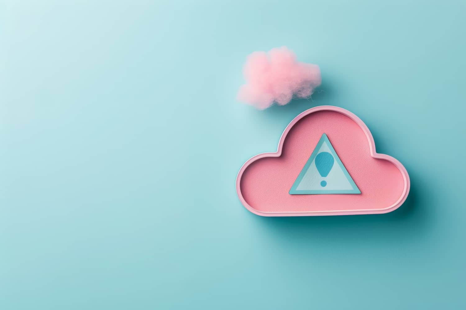 A pink illustrated cloud with a separate fluffy cloud drifting away from it