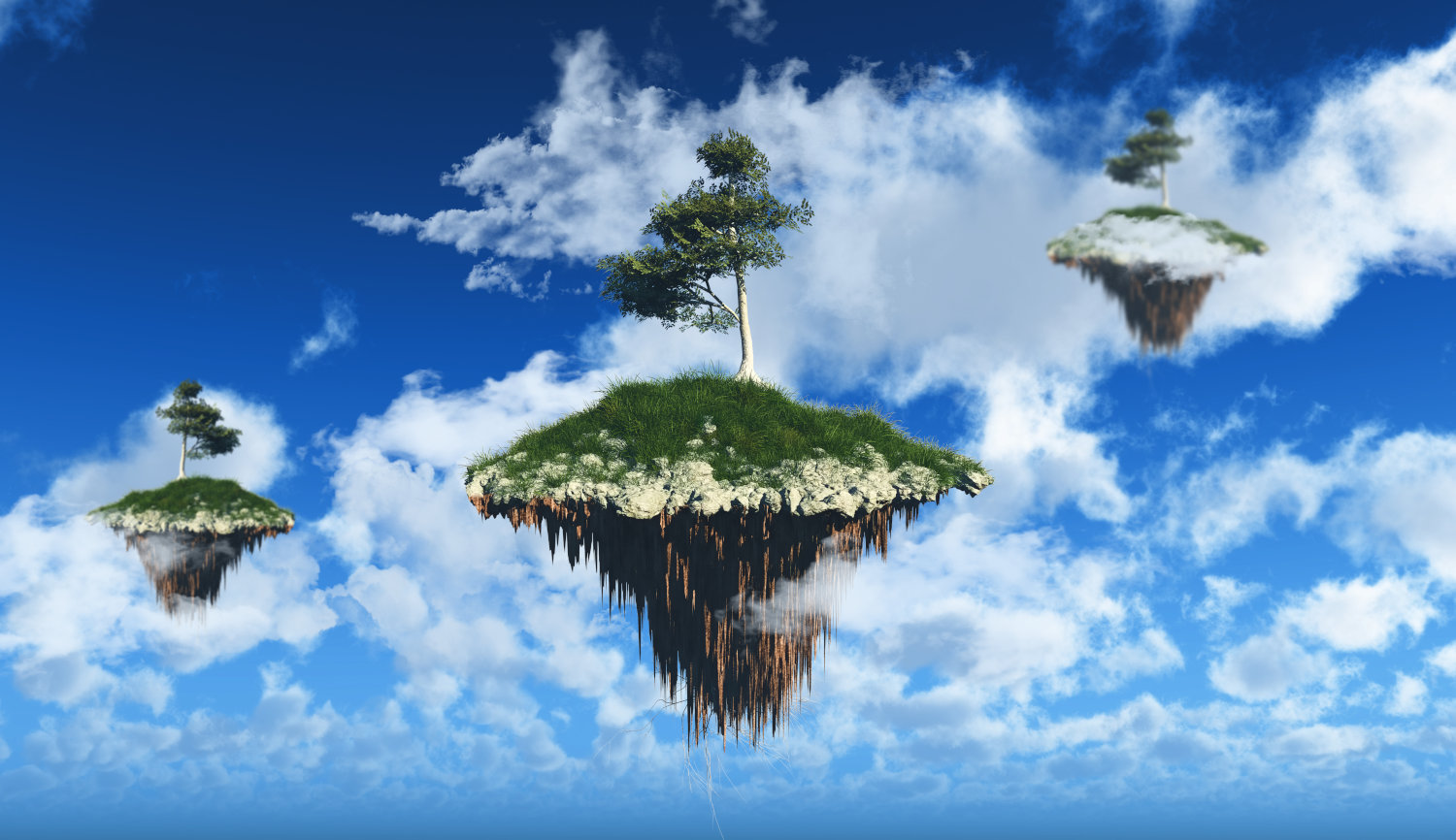 Floating islands drifting in the clouds